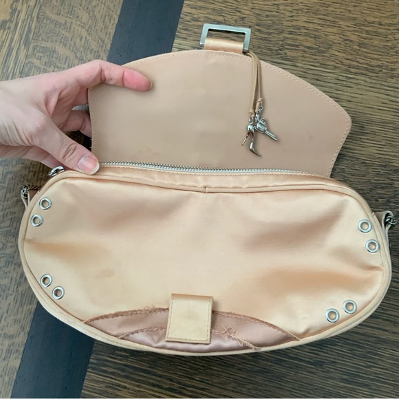 Vintage 90’S Y2K GIUSEPPE ZANOTTI Satin blush pink Shoulder Baguette Purse bag - Picture 5 of 16
